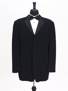 Vestimenta 42R Black Blazer Sport Coat Tuxedo Jacket 3-Button Solid Y947